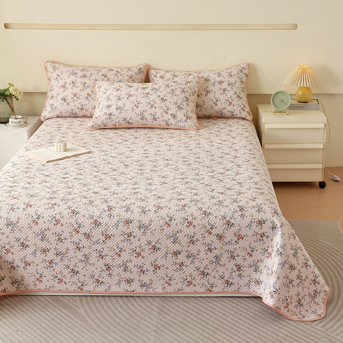 91家纺网 家纺一手货源 找家纺 羽爱家纺 2025新款A类双面印花全棉水洗床盖套件-三件套 淡若芬芳-