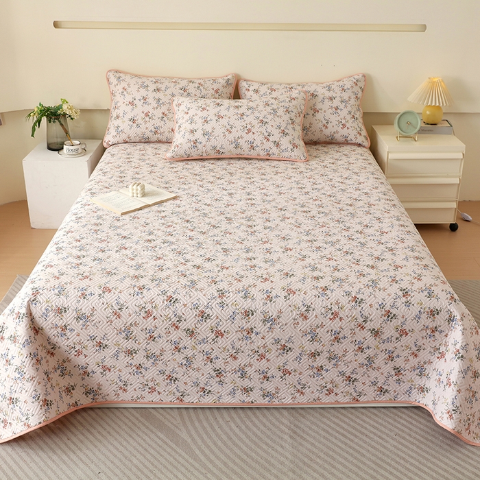 91家纺网 家纺一手货源 找家纺 羽爱家纺 2025新款A类双面印花全棉水洗床盖套件-三件套 淡若芬芳-