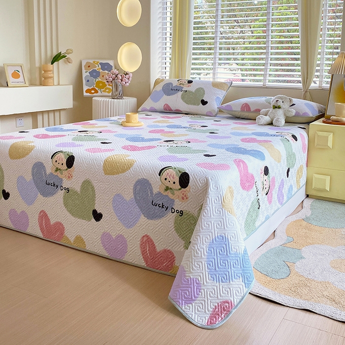 91家纺网 家纺一手货源 找家纺 羽爱家纺 2025新款A类双面印花全棉水洗床盖套件-三件套 狗狗奇想-