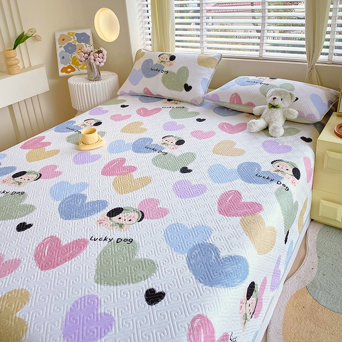 91家纺网 家纺一手货源 找家纺 羽爱家纺 2025新款A类双面印花全棉水洗床盖套件-三件套 狗狗奇想-