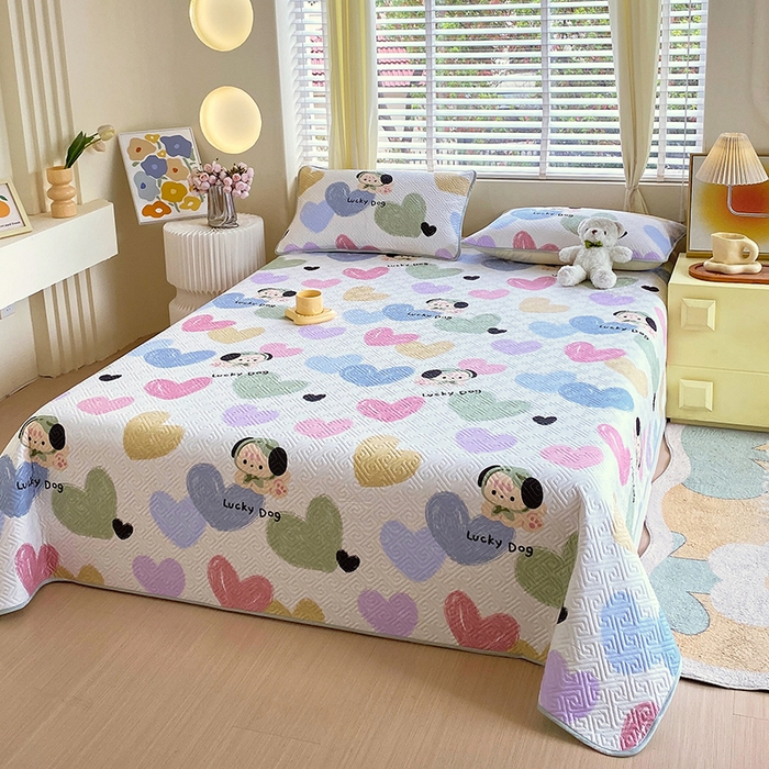 91家纺网 家纺一手货源 找家纺 羽爱家纺 2025新款A类双面印花全棉水洗床盖套件-三件套 狗狗奇想-