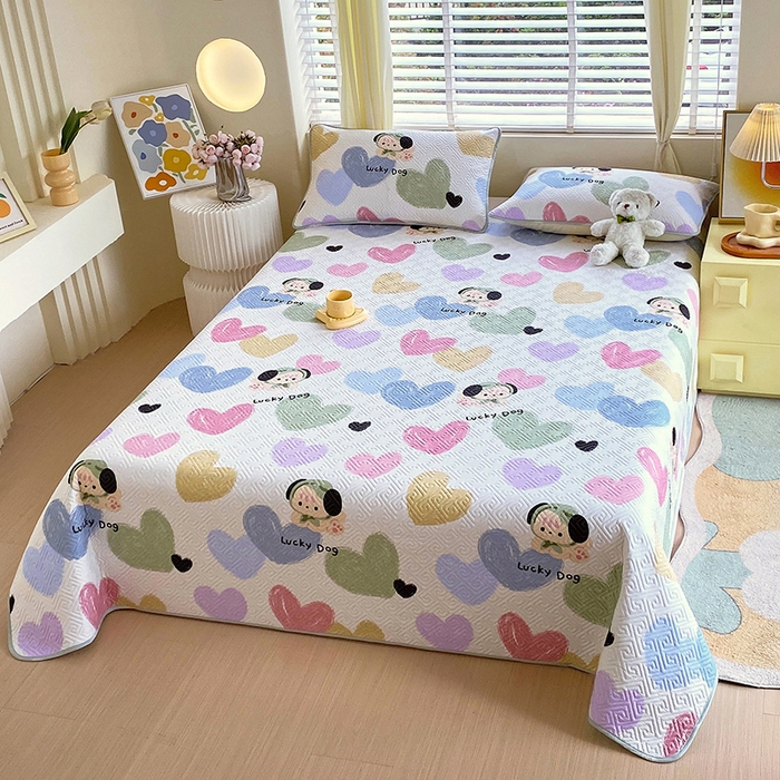 91家纺网 家纺一手货源 找家纺 羽爱家纺 2025新款A类双面印花全棉水洗床盖套件-三件套 狗狗奇想-