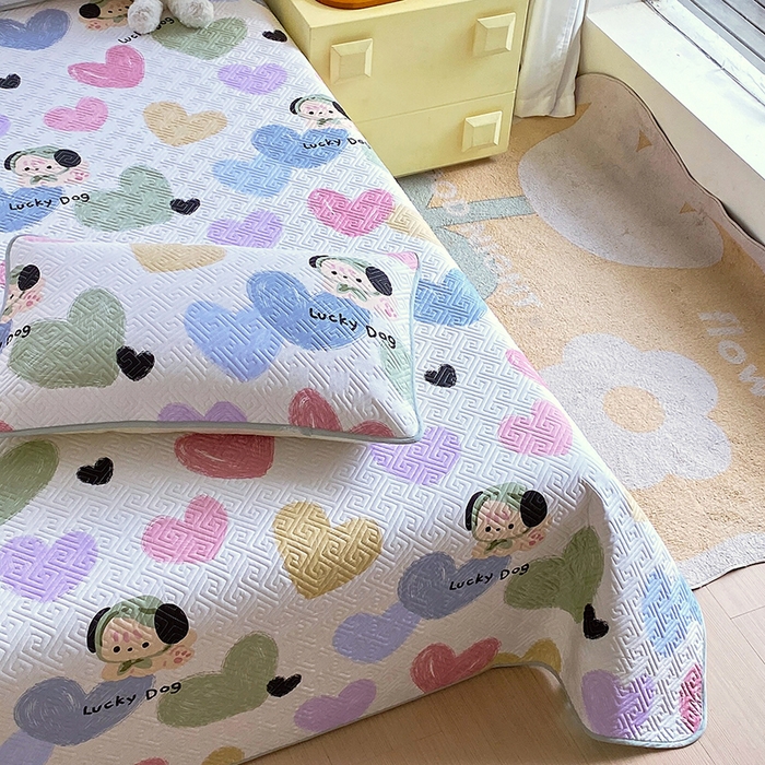 91家纺网 家纺一手货源 找家纺 羽爱家纺 2025新款A类双面印花全棉水洗床盖套件-三件套 狗狗奇想-