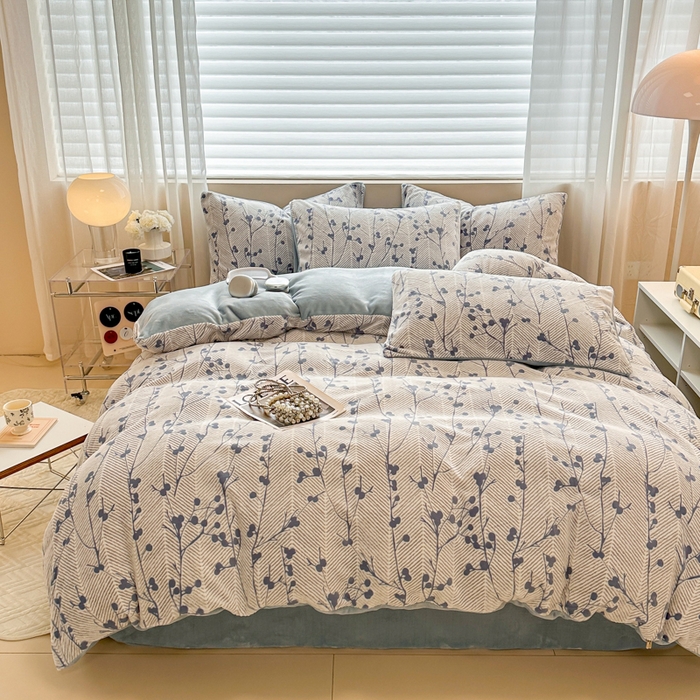 91家纺网 家纺一手货源 找家纺 眠博士 2025新款立体雕花牛奶绒加厚保暖四件套 立体雕花-米洛兰