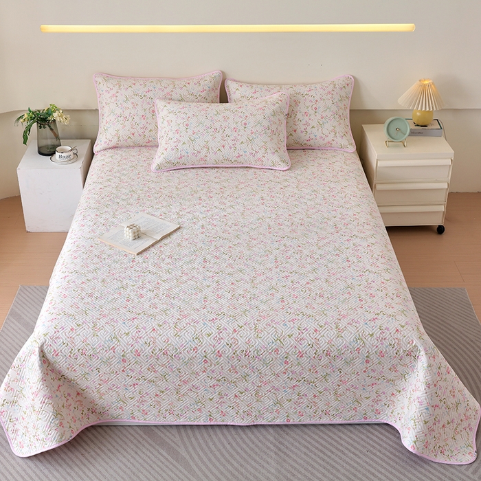 91家纺网 家纺一手货源 找家纺 羽爱家纺 2025新款A类双面印花全棉水洗床盖套件-三件套 花蔓梦境-