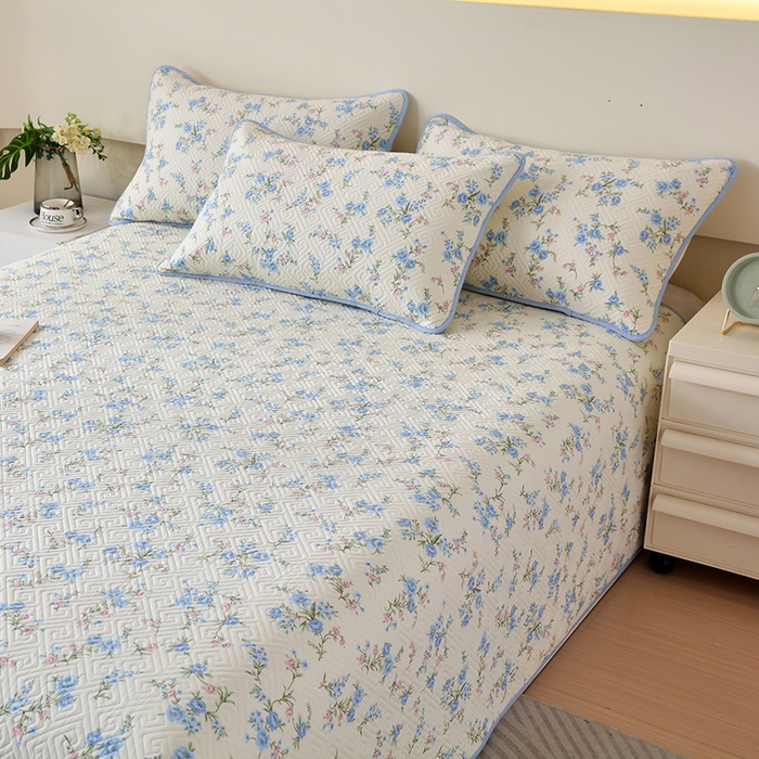 91家纺网 家纺一手货源 找家纺 羽爱家纺 2025新款A类双面印花全棉水洗床盖套件-三件套 花叶影-