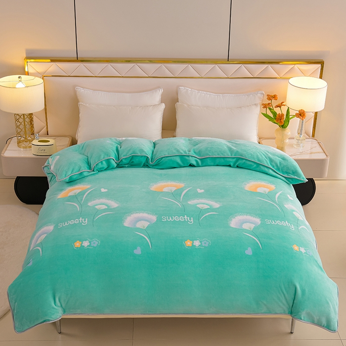 贝诗梦 2025新款牛奶绒金貂绒法莱绒单被套 绿色心情