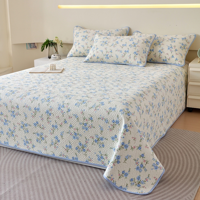91家纺网 家纺一手货源 找家纺 羽爱家纺 2025新款A类双面印花全棉水洗床盖套件-三件套 花叶影-