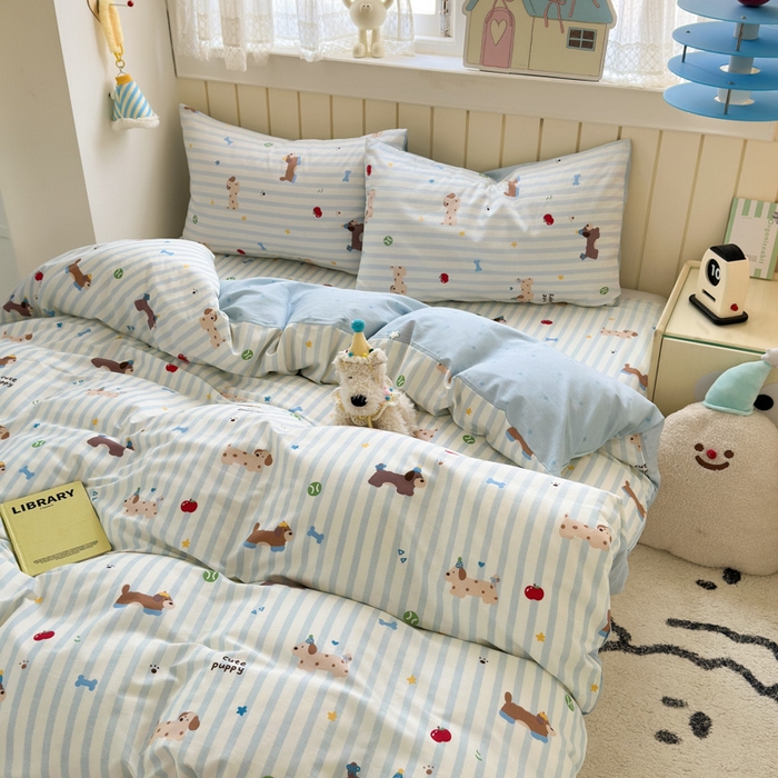 91家纺网 家纺一手货源 找家纺 （总）曼之夏 2025新款全棉纯棉40支学生季卡通印花四件套