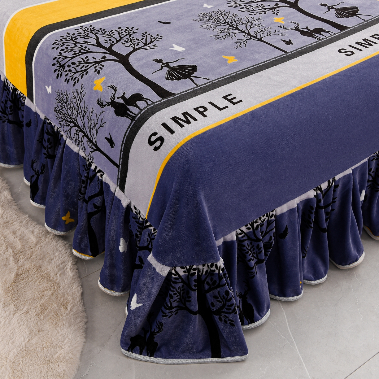 91家纺网 家纺一手货源 找家纺 贝诗梦 2025新款牛奶绒金貂绒法莱绒单被套 发财树