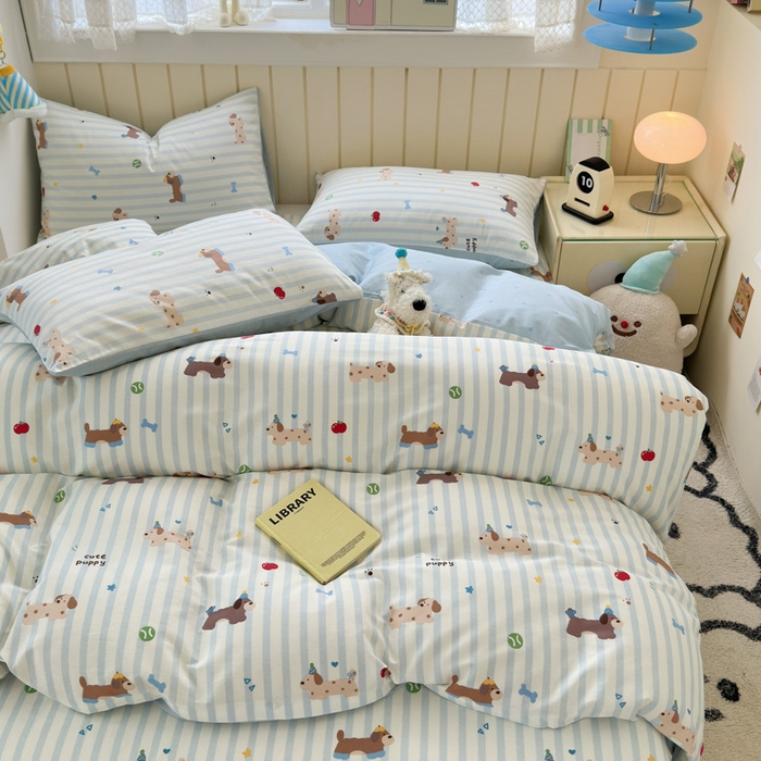 91家纺网 家纺一手货源 找家纺 （总）曼之夏 2025新款全棉纯棉40支学生季卡通印花四件套