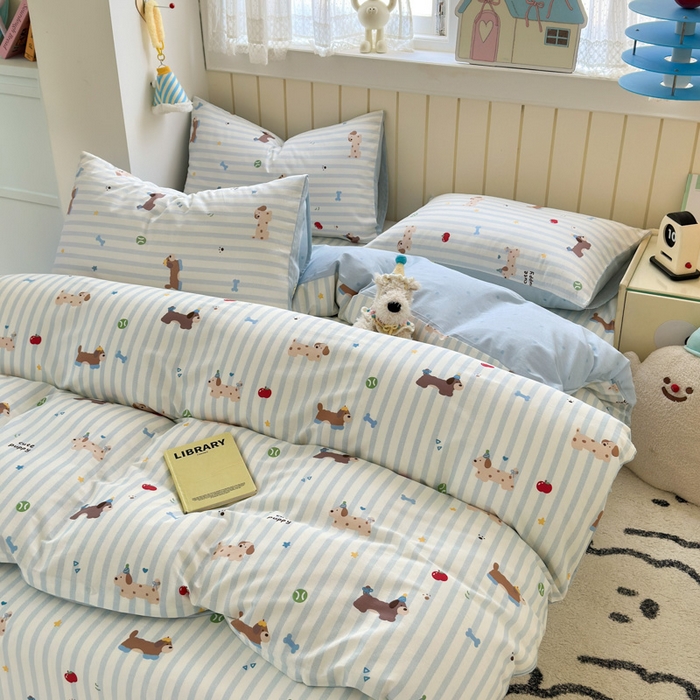 91家纺网 家纺一手货源 找家纺 （总）曼之夏 2025新款全棉纯棉40支学生季卡通印花四件套