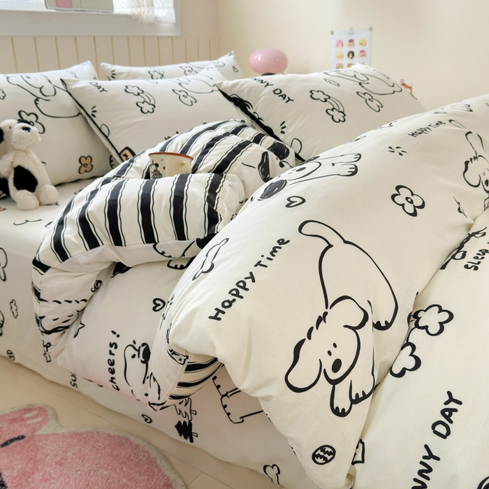 91家纺网 家纺一手货源 找家纺 （总）曼之夏 2025新款全棉纯棉40支学生季卡通印花四件套