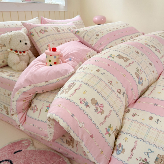 91家纺网 家纺一手货源 找家纺 （总）曼之夏 2025新款全棉纯棉40支学生季卡通印花四件套