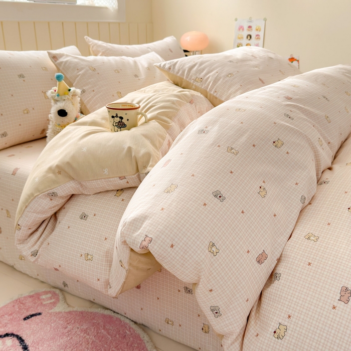 91家纺网 家纺一手货源 找家纺 （总）曼之夏 2025新款全棉纯棉40支学生季卡通印花四件套