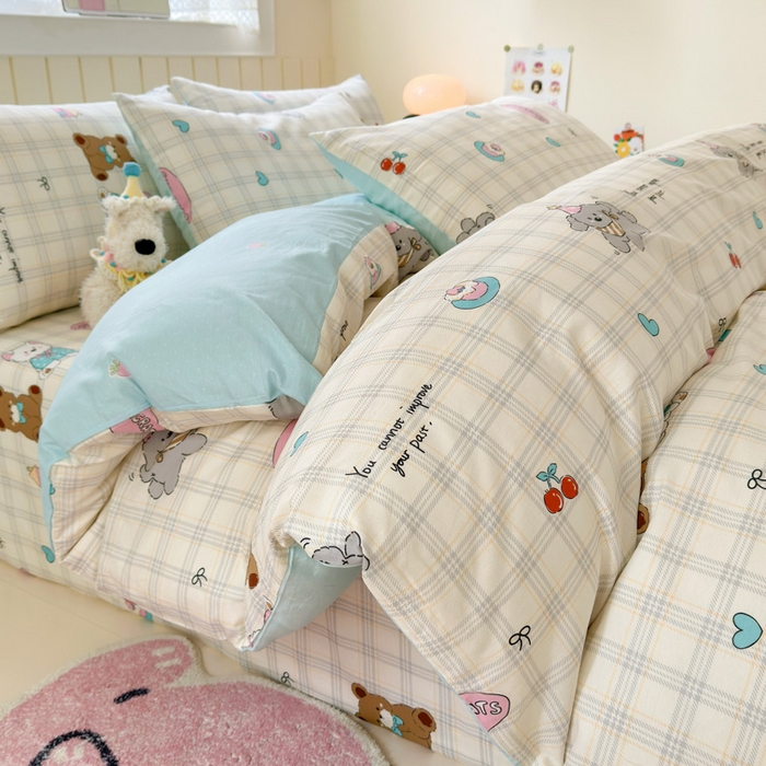 91家纺网 家纺一手货源 找家纺 （总）曼之夏 2025新款全棉纯棉40支学生季卡通印花四件套