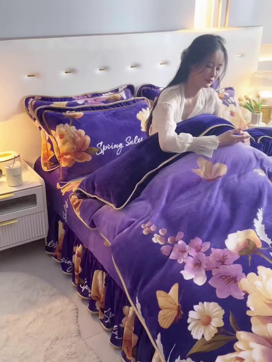 91家纺网 家纺一手货源 找家纺 贝诗梦 2025新款牛奶绒金貂绒法莱绒单被套 姹紫嫣红