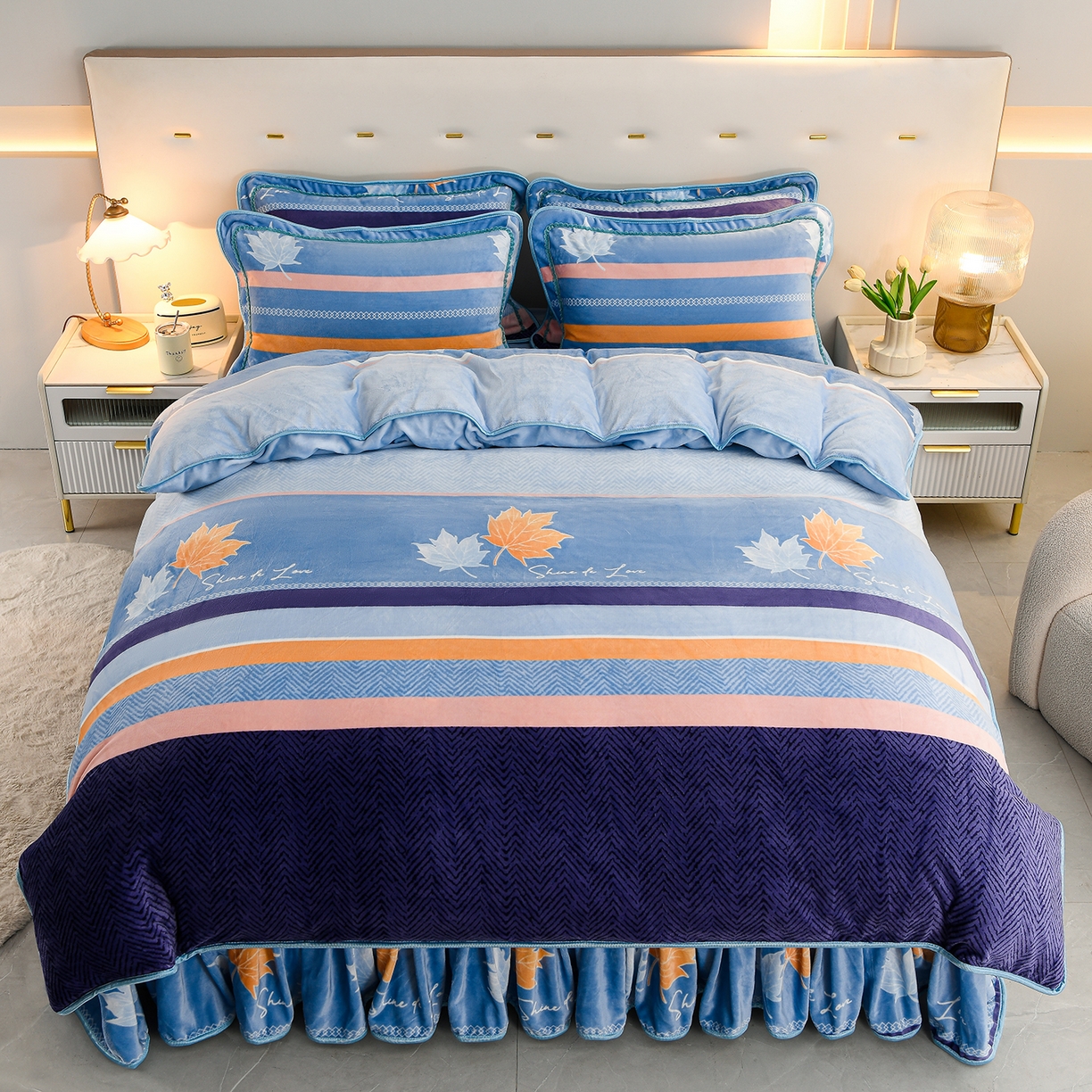 91家纺网 家纺一手货源 找家纺 贝诗梦 2025新款牛奶绒金貂绒法莱绒单被套 冬语