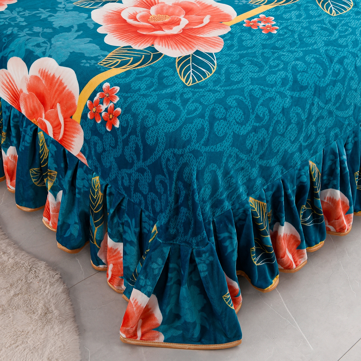 91家纺网 家纺一手货源 找家纺 贝诗梦 2025新款牛奶绒金貂绒法莱绒单被套 繁花似锦