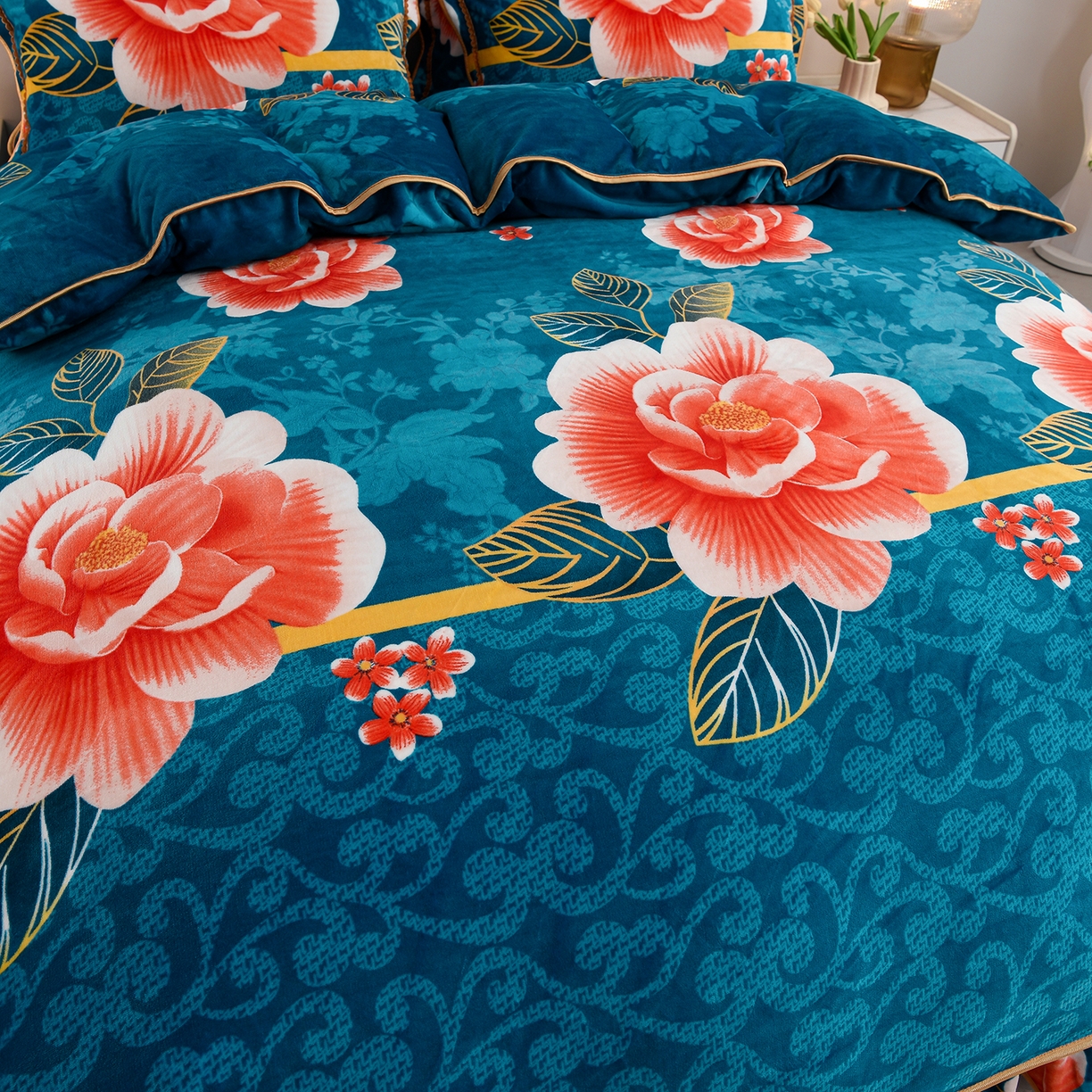 91家纺网 家纺一手货源 找家纺 贝诗梦 2025新款牛奶绒金貂绒法莱绒单被套 繁花似锦