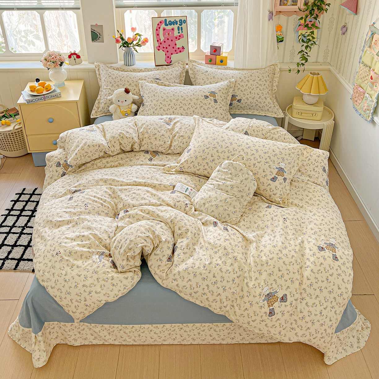 91家纺网 家纺一手货源 找家纺 （总）梦莱斯 2025新款韩国小布袋古法云感棉四件套