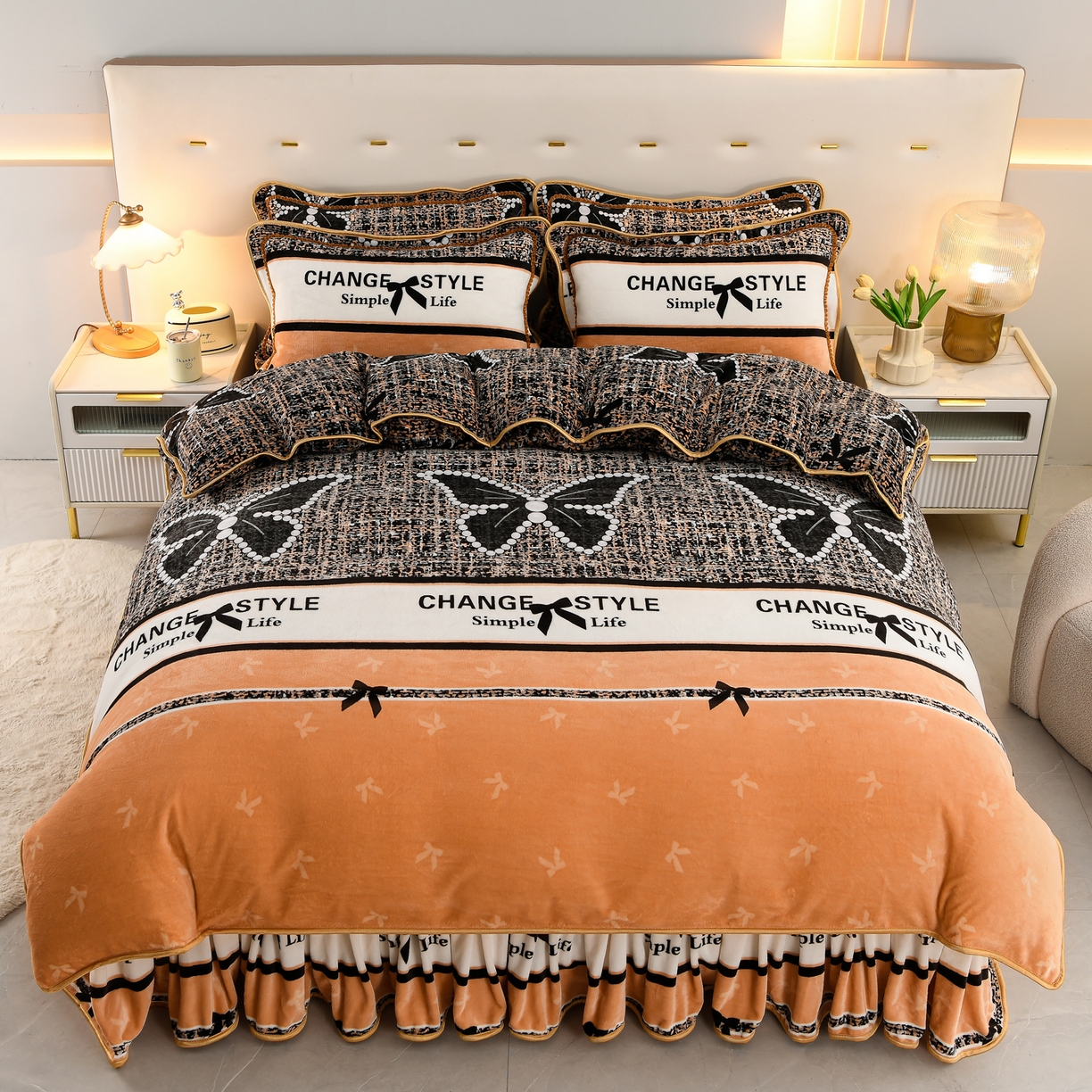 91家纺网 家纺一手货源 找家纺 贝诗梦 2025新款牛奶绒金貂绒法莱绒单被套 蝴蝶结