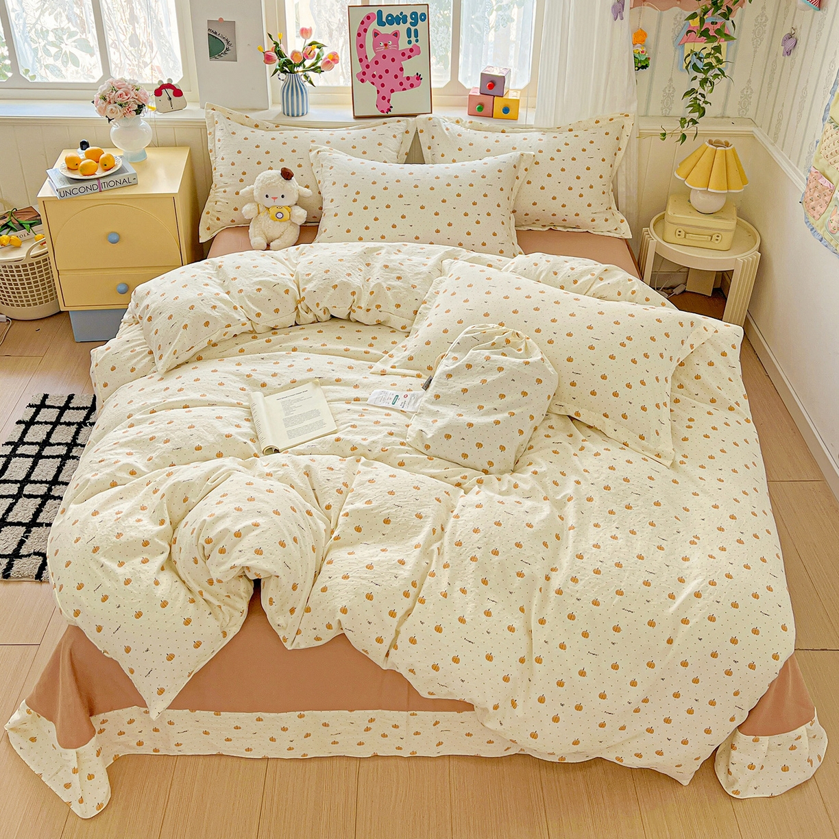 91家纺网 家纺一手货源 找家纺 （总）梦莱斯 2025新款韩国小布袋古法云感棉四件套