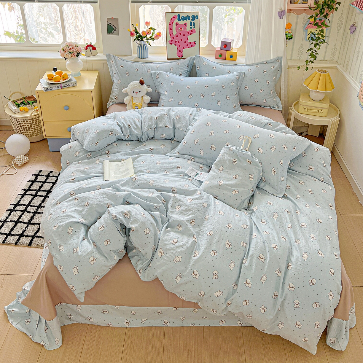 91家纺网 家纺一手货源 找家纺 （总）梦莱斯 2025新款韩国小布袋古法云感棉四件套