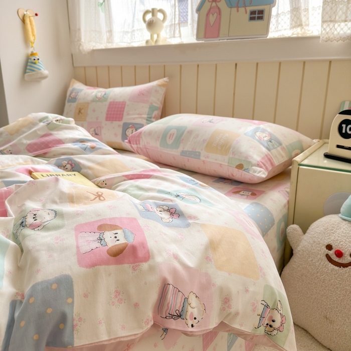 91家纺网 家纺一手货源 找家纺 曼之夏 2025新款全棉纯棉40支学生季卡通印花四件套 开心屋