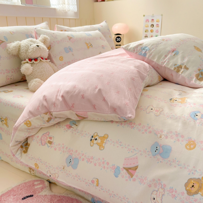 91家纺网 家纺一手货源 找家纺 曼之夏 2025新款全棉纯棉40支学生季卡通印花四件套 可爱多