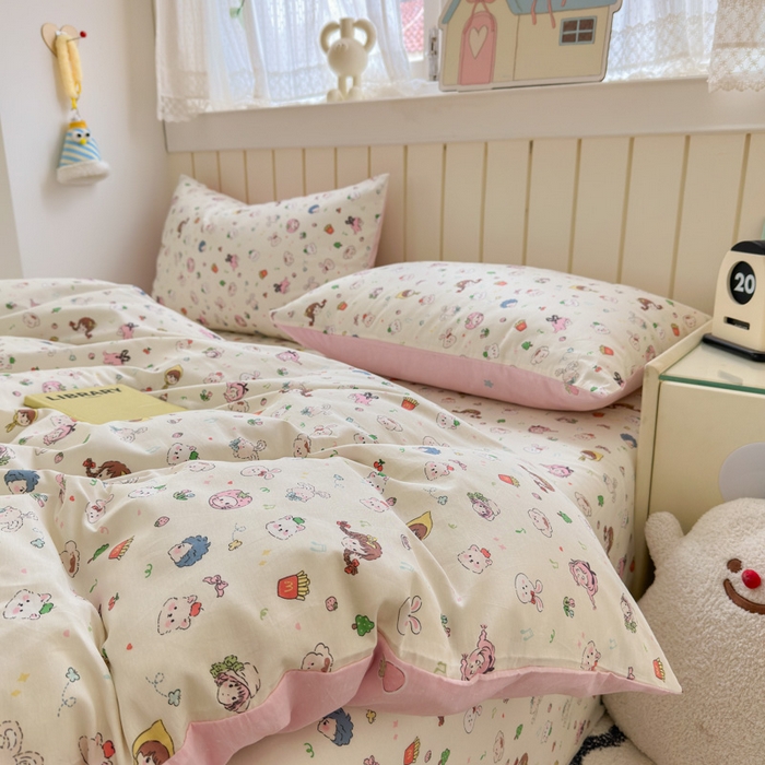 91家纺网 家纺一手货源 找家纺 曼之夏 2025新款全棉纯棉40支学生季卡通印花四件套 玛奇朵