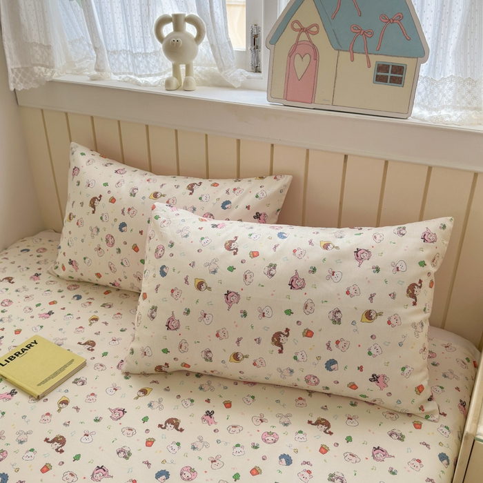 91家纺网 家纺一手货源 找家纺 曼之夏 2025新款全棉纯棉40支学生季卡通印花四件套 玛奇朵