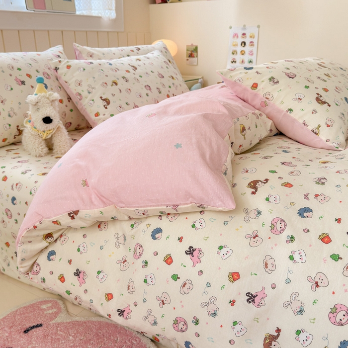 91家纺网 家纺一手货源 找家纺 曼之夏 2025新款全棉纯棉40支学生季卡通印花四件套 玛奇朵