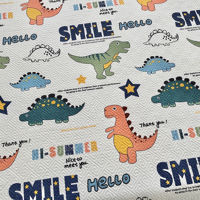 91家纺网 家纺一手货源 找家纺 羽爱家纺 2025新款A类双面印花全棉水洗床盖套件-三件套 恐龙漫画-