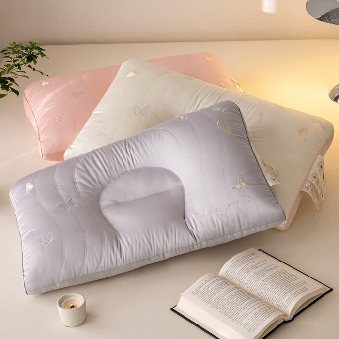 91家纺网 家纺一手货源 找家纺 鼎晟纺 2025新款新品蚕丝蛋白护颈枕成人枕芯学生枕头 蚕丝蛋白-雅致灰