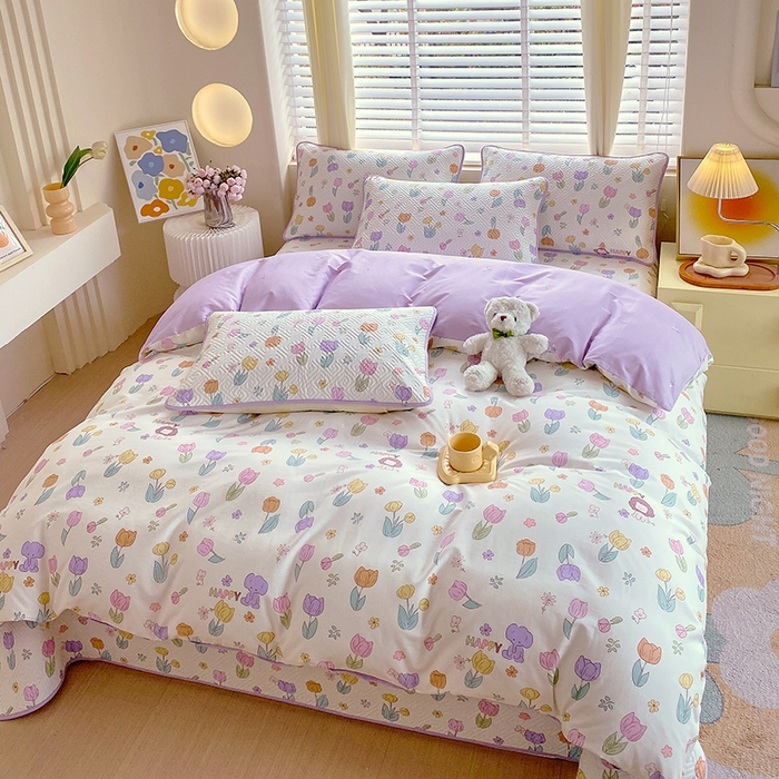 91家纺网 家纺一手货源 找家纺 羽爱家纺 2025新款A类双面印花全棉水洗床盖套件-三件套 快乐崇拜-