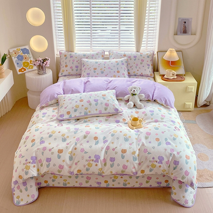 91家纺网 家纺一手货源 找家纺 羽爱家纺 2025新款A类双面印花全棉水洗床盖套件-三件套 快乐崇拜-