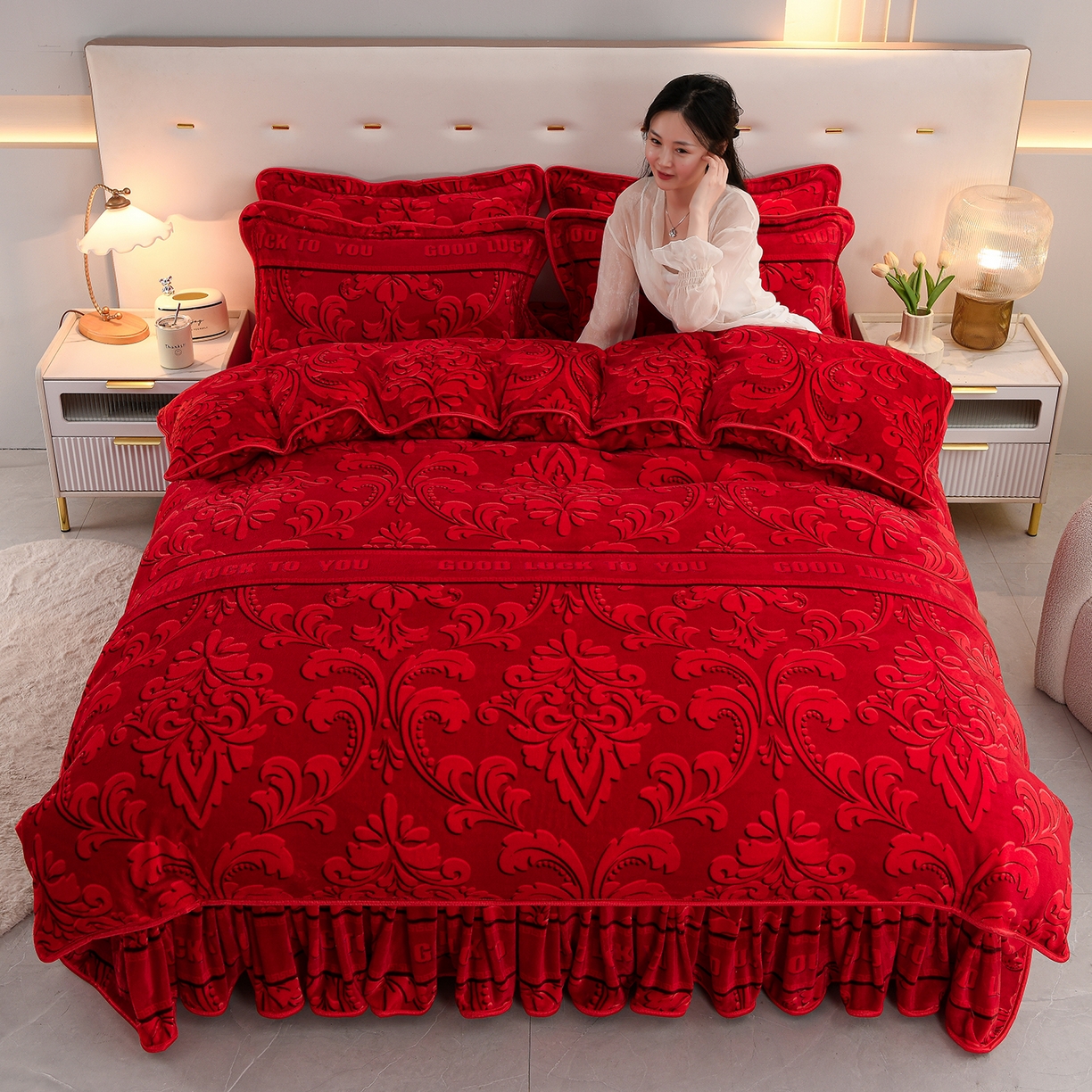 91家纺网 家纺一手货源 找家纺 贝诗梦 2025新款牛奶绒金貂绒法莱绒单被套 甜蜜佳缘