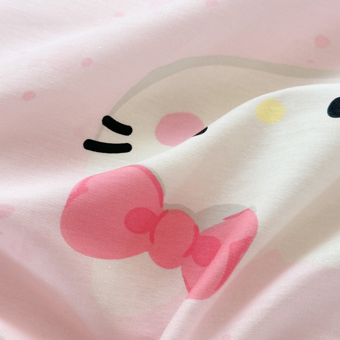 91家纺网 家纺一手货源 找家纺 曼之夏 2025新款全棉纯棉40支学生季卡通印花四件套 甜心猫咪