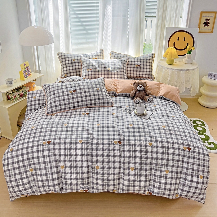 91家纺网 家纺一手货源 找家纺 羽爱家纺 2025新款A类双面印花全棉水洗床盖套件-三件套 恋格-