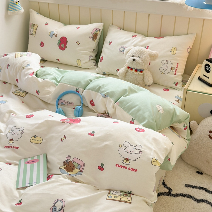 91家纺网 家纺一手货源 找家纺 曼之夏 2025新款全棉纯棉40支学生季卡通印花四件套 童画