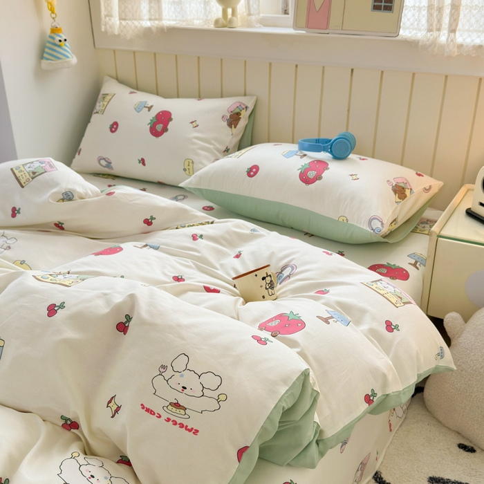 91家纺网 家纺一手货源 找家纺 曼之夏 2025新款全棉纯棉40支学生季卡通印花四件套 童画