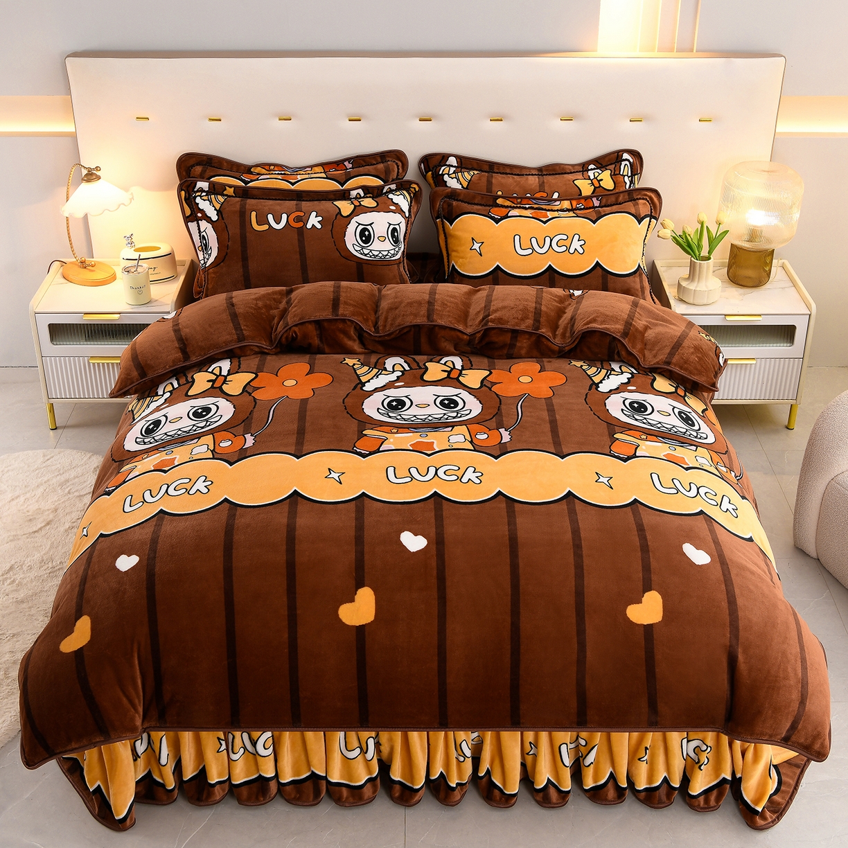 91家纺网 家纺一手货源 找家纺 贝诗梦 2025新款牛奶绒金貂绒法莱绒单被套 幸运兔