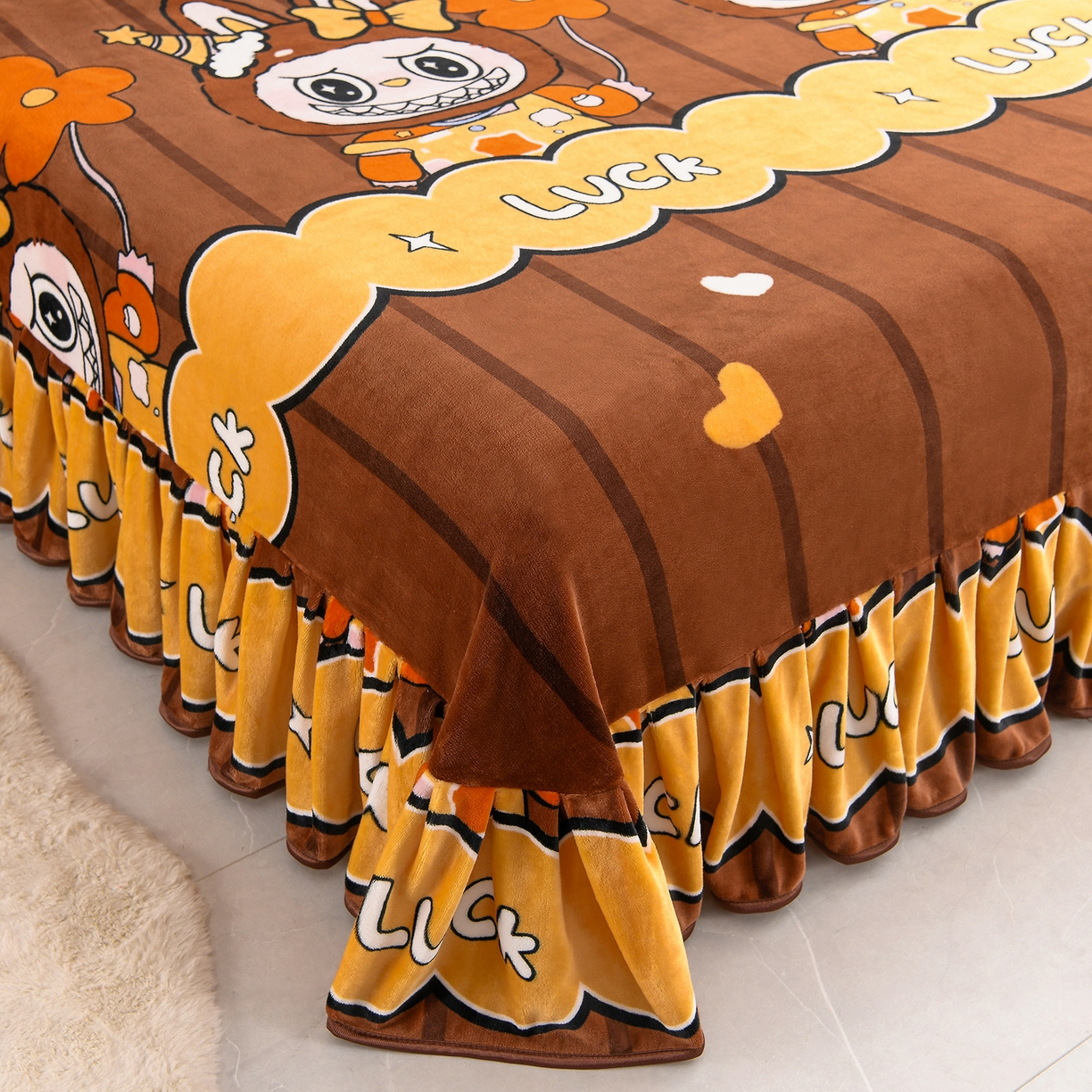 91家纺网 家纺一手货源 找家纺 贝诗梦 2025新款牛奶绒金貂绒法莱绒单被套 幸运兔