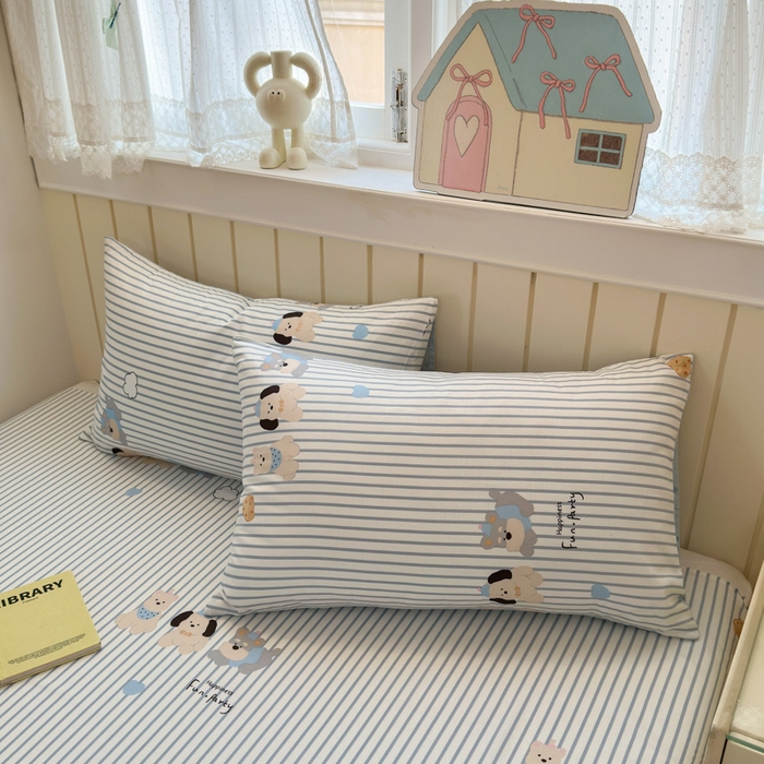 91家纺网 家纺一手货源 找家纺 曼之夏 2025新款全棉纯棉40支学生季卡通印花四件套 小狗日记