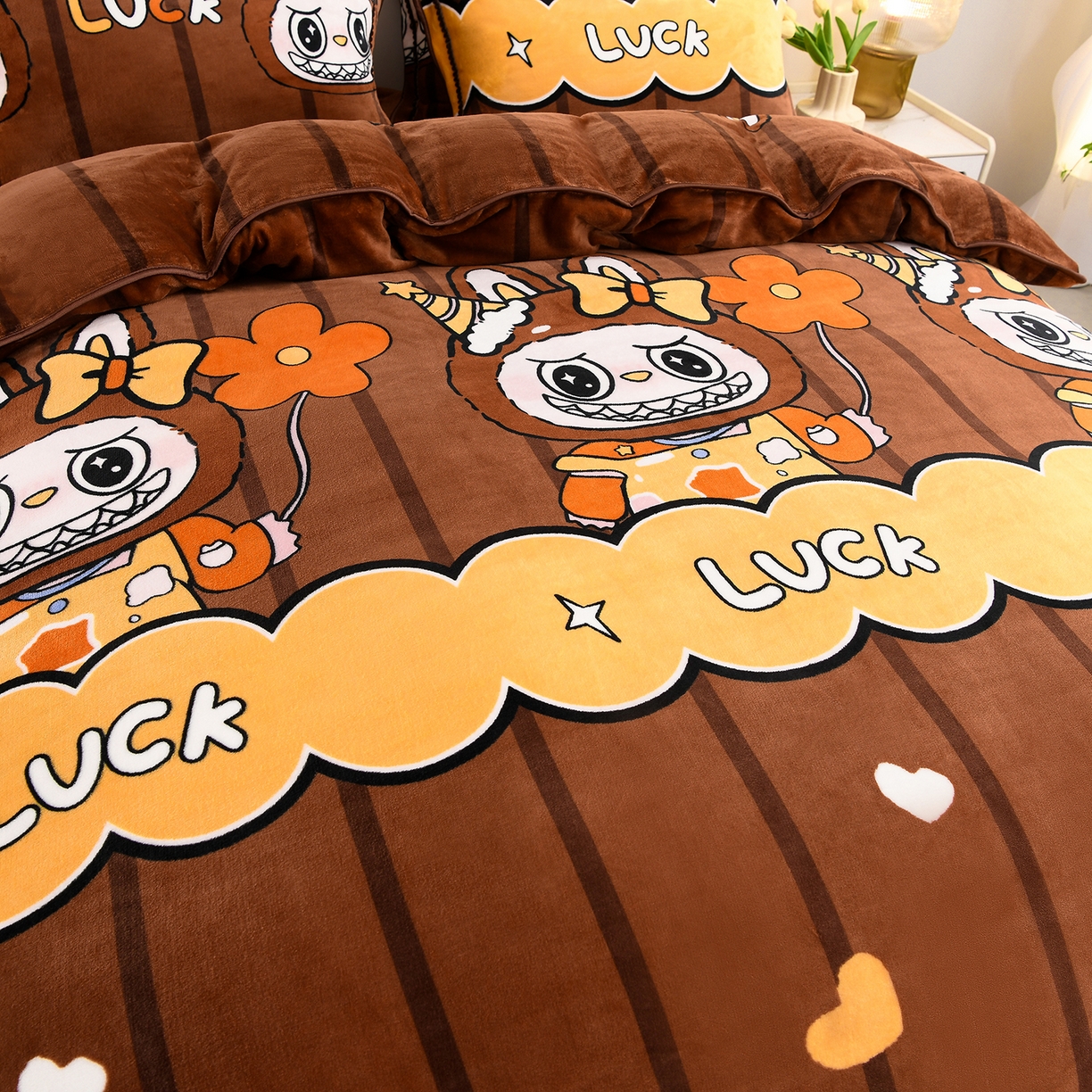 91家纺网 家纺一手货源 找家纺 贝诗梦 2025新款牛奶绒金貂绒法莱绒单被套 幸运兔