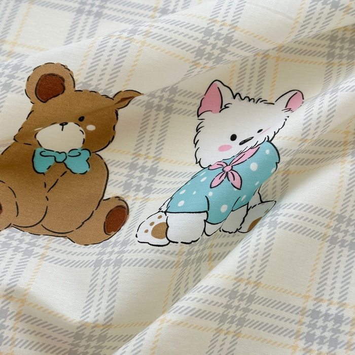 91家纺网 家纺一手货源 找家纺 曼之夏 2025新款全棉纯棉40支学生季卡通印花四件套 樱桃熊仔