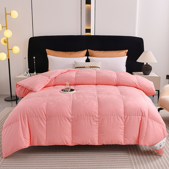 91家纺网 家纺一手货源 找家纺 棠婷  2025年新款全棉80s贡缎50白鸭绒90白鹅绒被鸭绒被双层大提花羽绒被子 白色