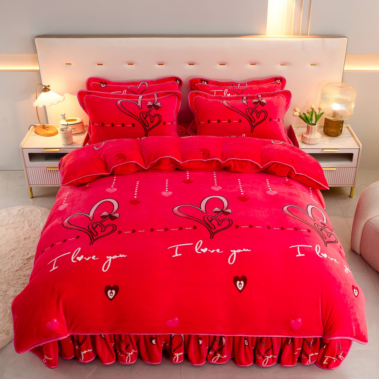 91家纺网 家纺一手货源 找家纺 贝诗梦 2025新款牛奶绒金貂绒法莱绒单被套 一生所爱