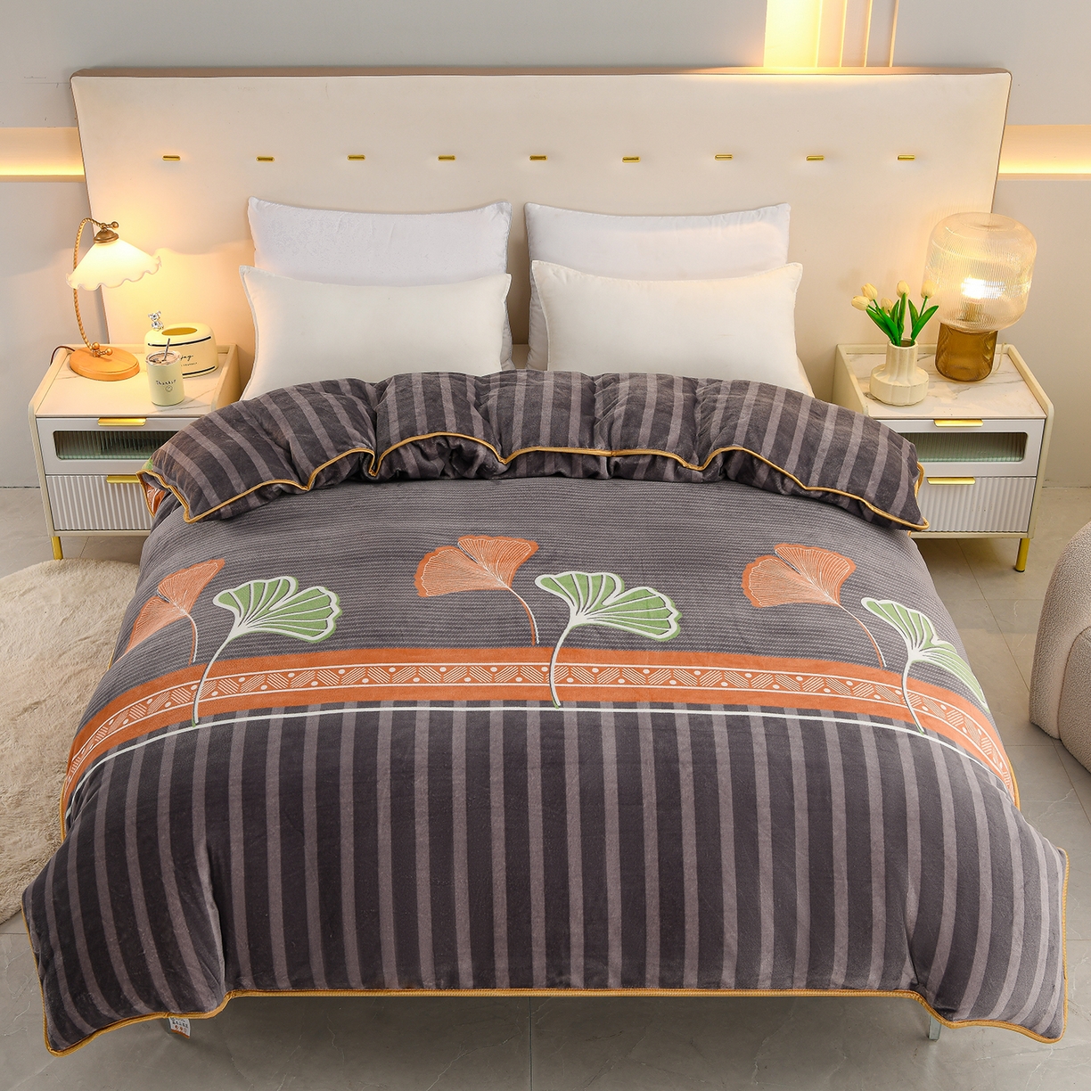 贝诗梦 2025新款牛奶绒金貂绒法莱绒单被套 一叶知秋